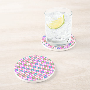 Posavasos Superponer puntos de polka en rosa y verde