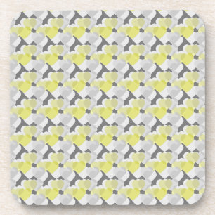 Posavasos Superposición de Corazones Patrón Amarillo y Gris