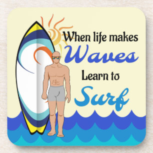 Posavasos Surf board Water waves cita inspiradora