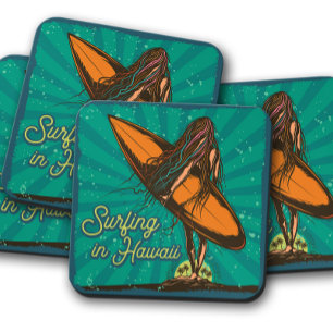 Posavasos Surf Hawaii Summer   Surfer Chica Coasters