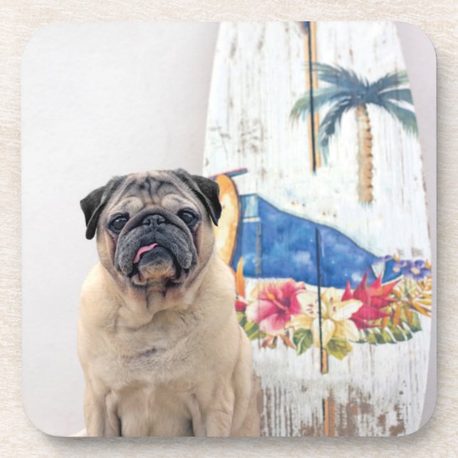 Posavasos Surf Pug (Frente)