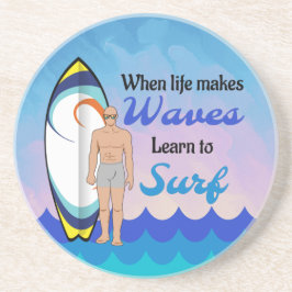 Posavasos Surfboard Ocean Waves Blue Motivation Cita
