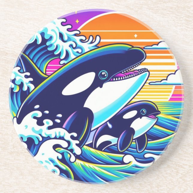 Posavasos Surfeando las olas (Frente)