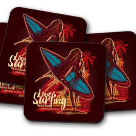 Posavasos Surfer Chica Coaster Set | Juego de montaña rusa d
