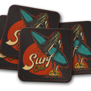 Posavasos Surfer Chica Coaster Set   Juego de montaña rusa d