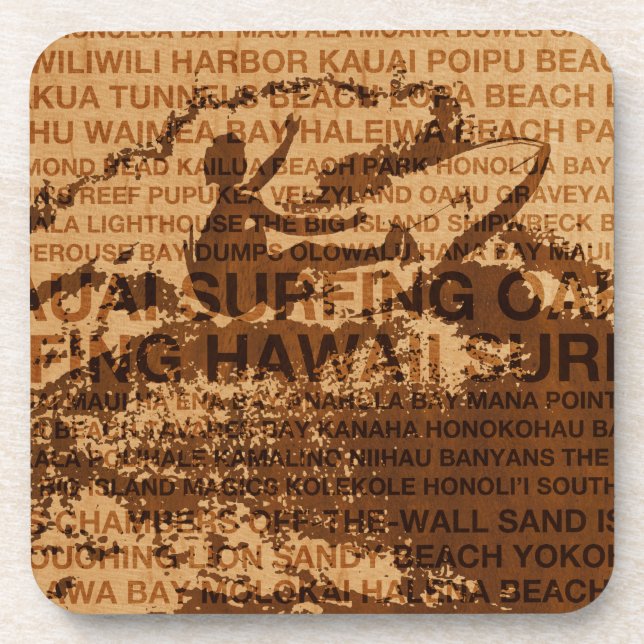 Posavasos Surfing Hawaii Cutback Faux Wood Coasters (Frente)