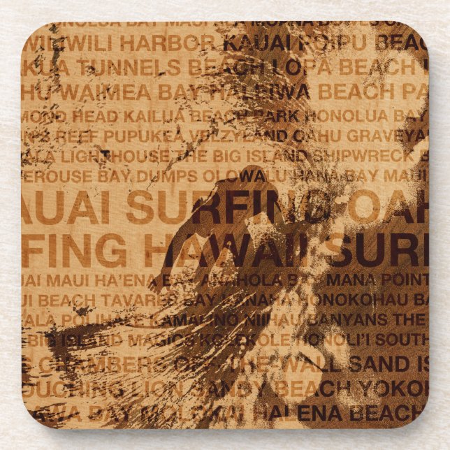 Posavasos Surfing Hawaii Green Room Faux Wood Coasters (Frente)