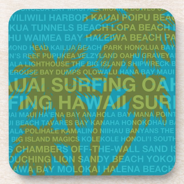 Posavasos Surfing Hawaii Palm Trees Hawaii Coasters (Frente)