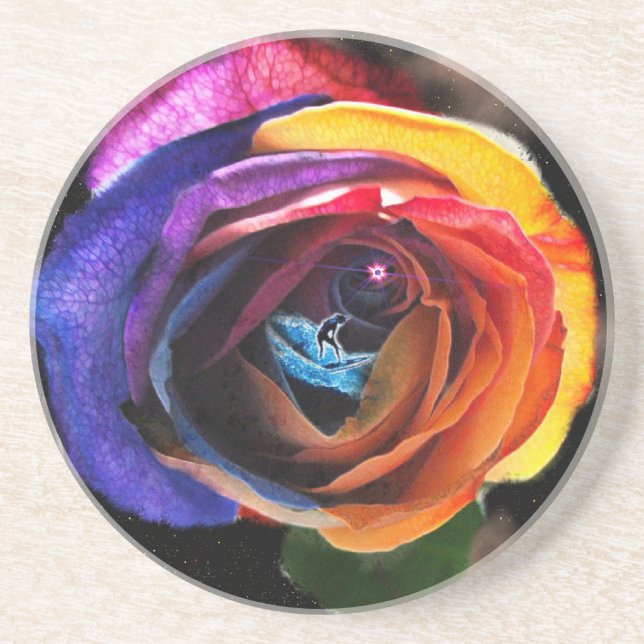 Posavasos Surfing the Rainbow Rosa (Frente)