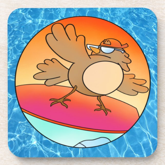 Posavasos Surfista De Aves De Verano (Frente)