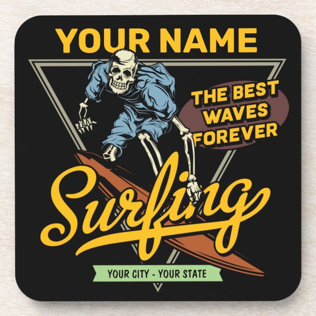 Posavasos Surfista de Waves de Surf Personalizado (Frente)