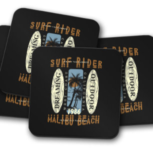 Posavasos Surfrider Malibu Beach Surboard Coaster Set