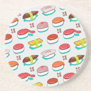 Posavasos Sushi de nigiri de época, patrón de doodle