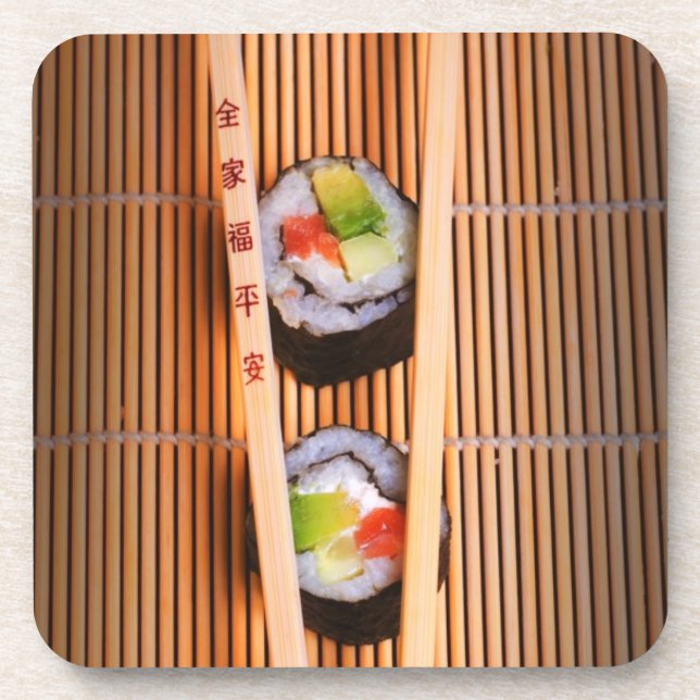 Posavasos Sushi y palillos de madera (Frente)