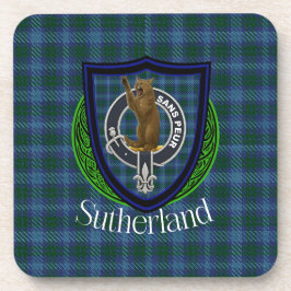 Posavasos Sutherland Scottish Clan Tartan & Crest