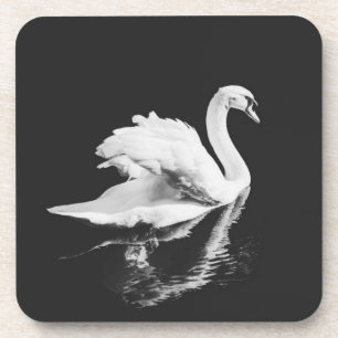 Posavasos Swan Natación en blanco y negro