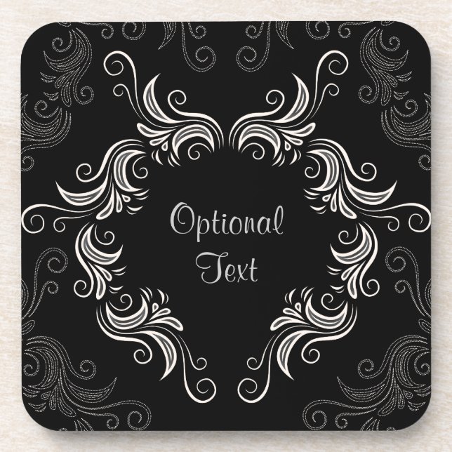 Posavasos Swirls en blanco y negro (Frente)