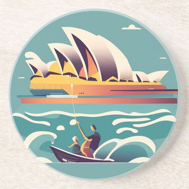 Posavasos Sydney Opera House Australia pintura recuerdo (Frente)