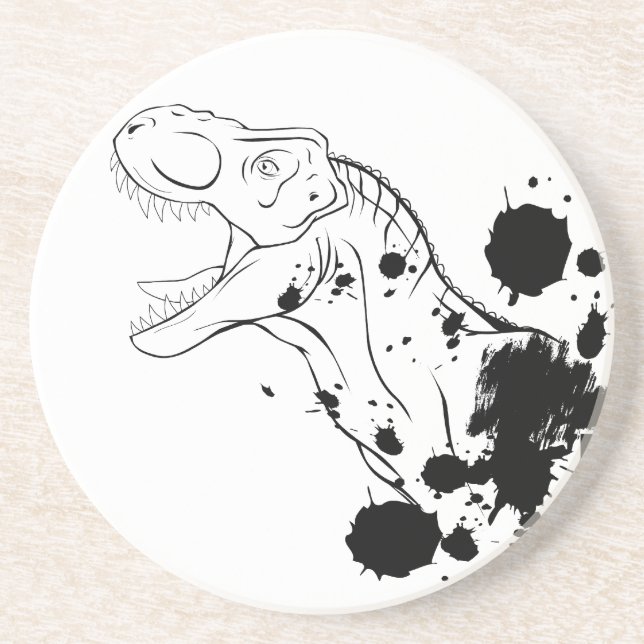 Posavasos T-Rex (blanco y negro) (Frente)