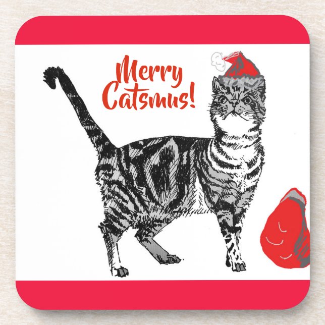 Posavasos Tabby Cat Merry Christmas Catsmus Cushion (Frente)