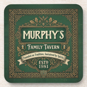 Posavasos Taberna Familiar Pub Irlandés Personalizado Verde 