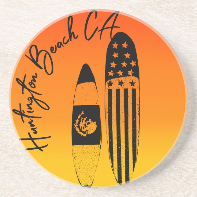 Posavasos Tablas de surf y puestas de sol de Huntington Beac (Frente)