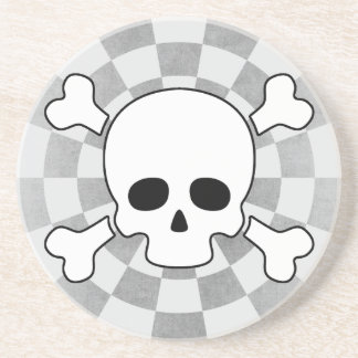 Posavasos Tablero de ajedrez con Skull y Crossbone