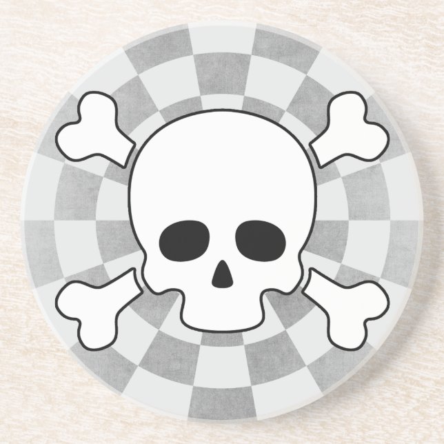 Posavasos Tablero de ajedrez con Skull y Crossbone (Frente)