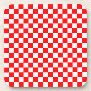 Posavasos Tablero de ajedrez rojo y blanco clásico de STaylo