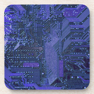 Posavasos Tablero de Circuito Cibernético Azul Arte Electrón