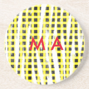 Posavasos tablero de verificación amarillo negro añadir nomb