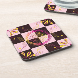 Posavasos Tablero místico, arte gráfico rosa y negro