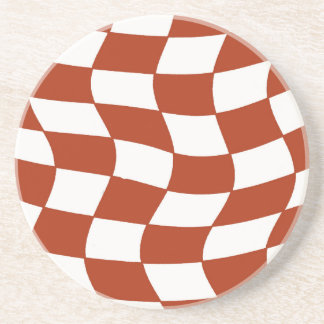 Posavasos Tablero rojo y blanco ondulado