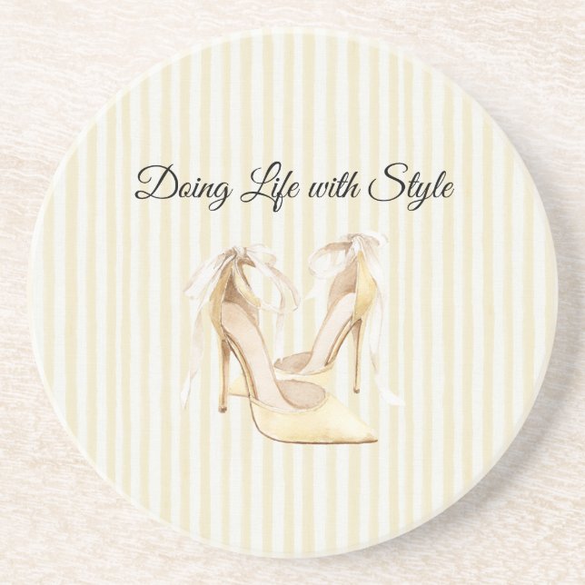 Posavasos Tacones altos amarillos elegantes (Frente)
