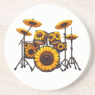 Posavasos Tambores Flor de girasol música floral