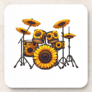Posavasos Tambores Girasol Flor Músico Música Floral