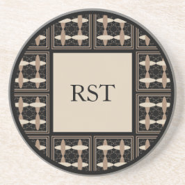 Posavasos Tan sobre las Iniciales Negras