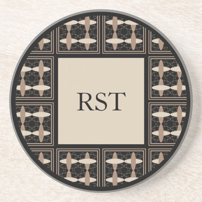 Posavasos Tan sobre las Iniciales Negras (Frente)