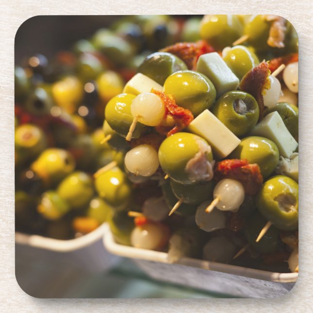 Posavasos Tapas hechas con aceitunas rellenas (Frente)