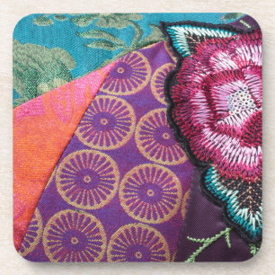 Posavasos Tapiz bohemio gitano de flores de rosa coloridas