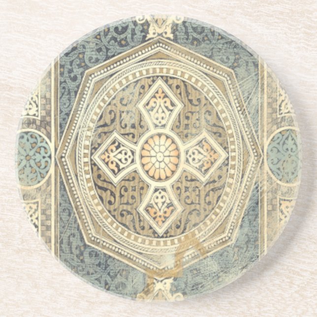 Posavasos Tapiz ornamental con diseño geométrico ornato (Frente)