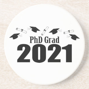 Posavasos Tapones Y Diplomas De PhD Grad 2021 (Negro)