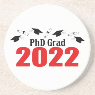 Posavasos Tapones Y Diplomas De PhD Grad 2022 (Rojo)
