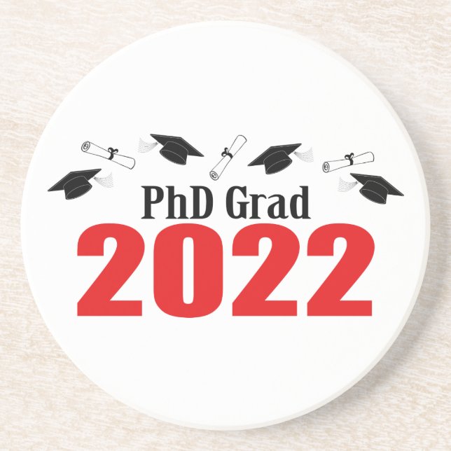 Posavasos Tapones Y Diplomas De PhD Grad 2022 (Rojo) (Frente)