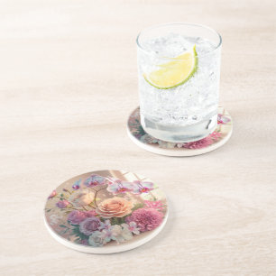 Posavasos Tarjeta de bienvenida 3D Spring Flowers con Rosas