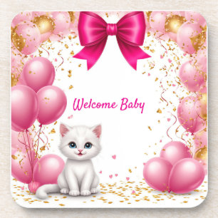 Posavasos Tarjeta de bienvenida de gatito pequeño 🐱