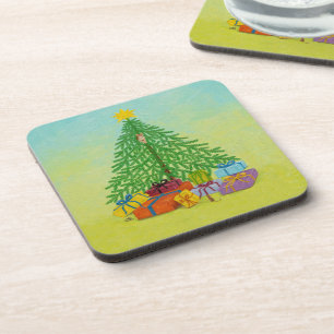 Posavasos Tarjeta de Navidad de Gato y Ratón