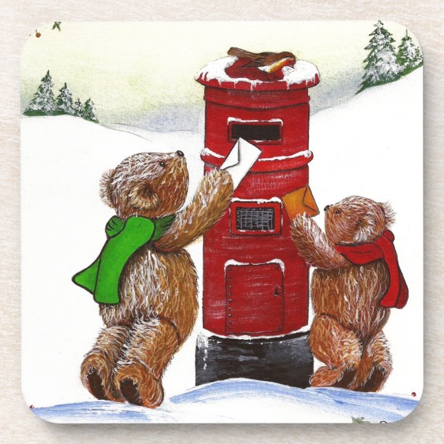 Posavasos Tarjeta de Navidades Teddy Bear (Frente)