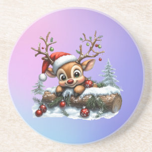 Posavasos Tarjeta de reno para Navidades con ornamentos