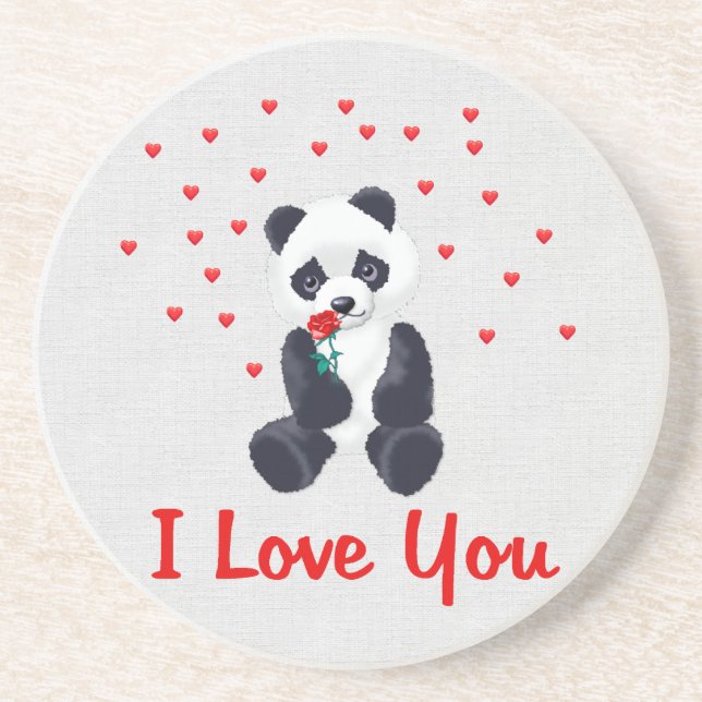 Posavasos Tarjeta del día de San Valentín del oso de panda (Frente)